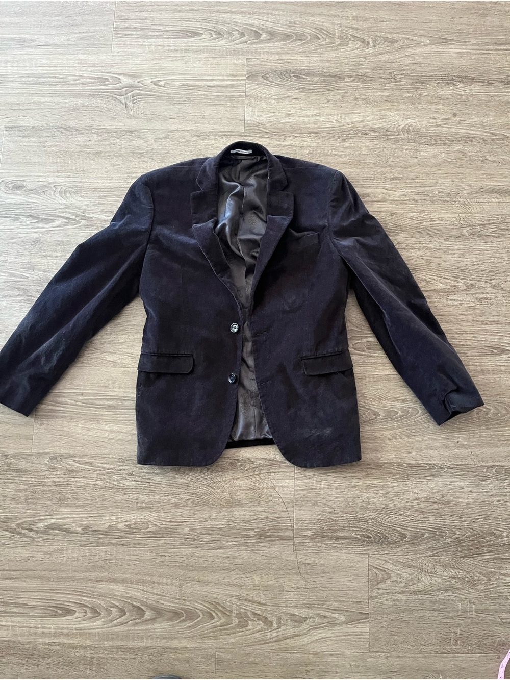 Bar III Mens 36S Deep Plum Cotton Velvet Blazer Slim Fit Notch Lapel 2 Button